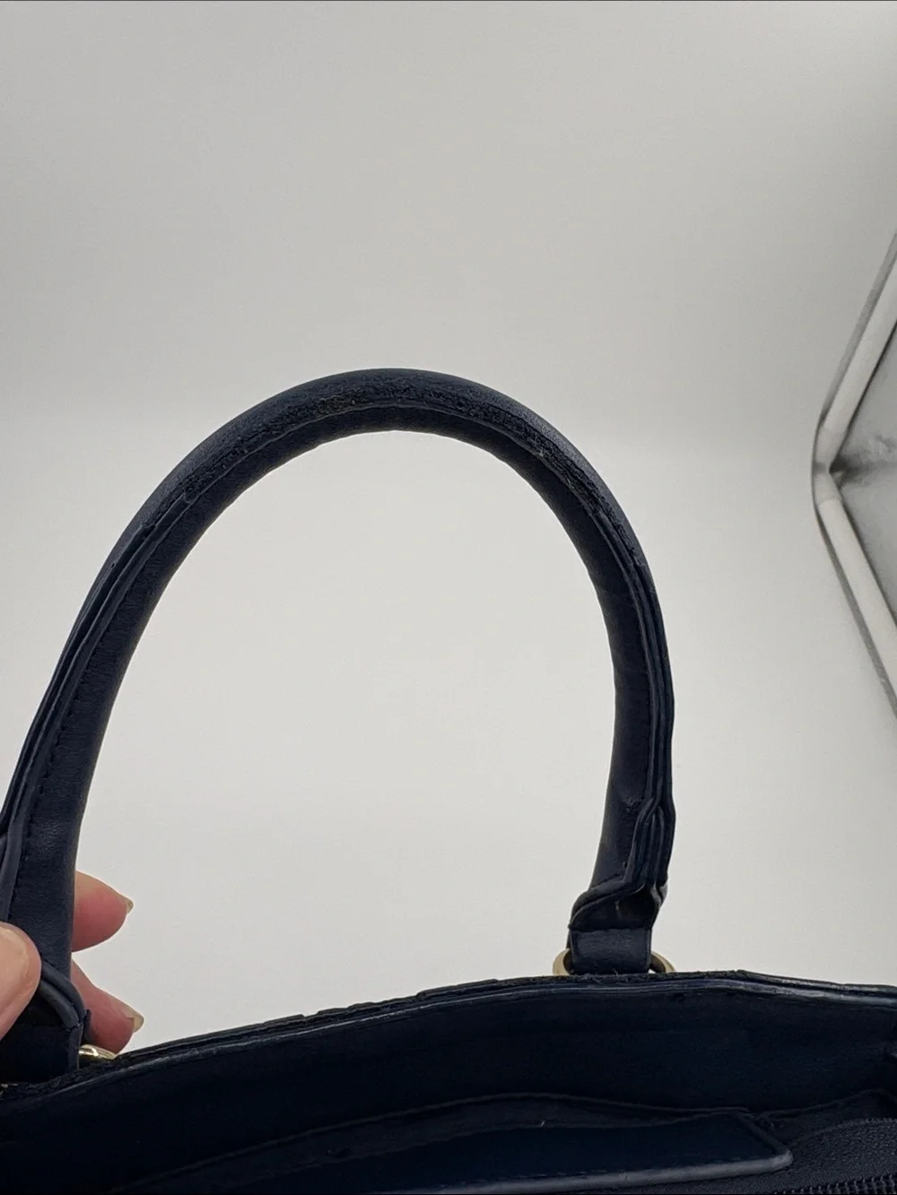 axes femme Navy Satchel with Gold Accents no strap